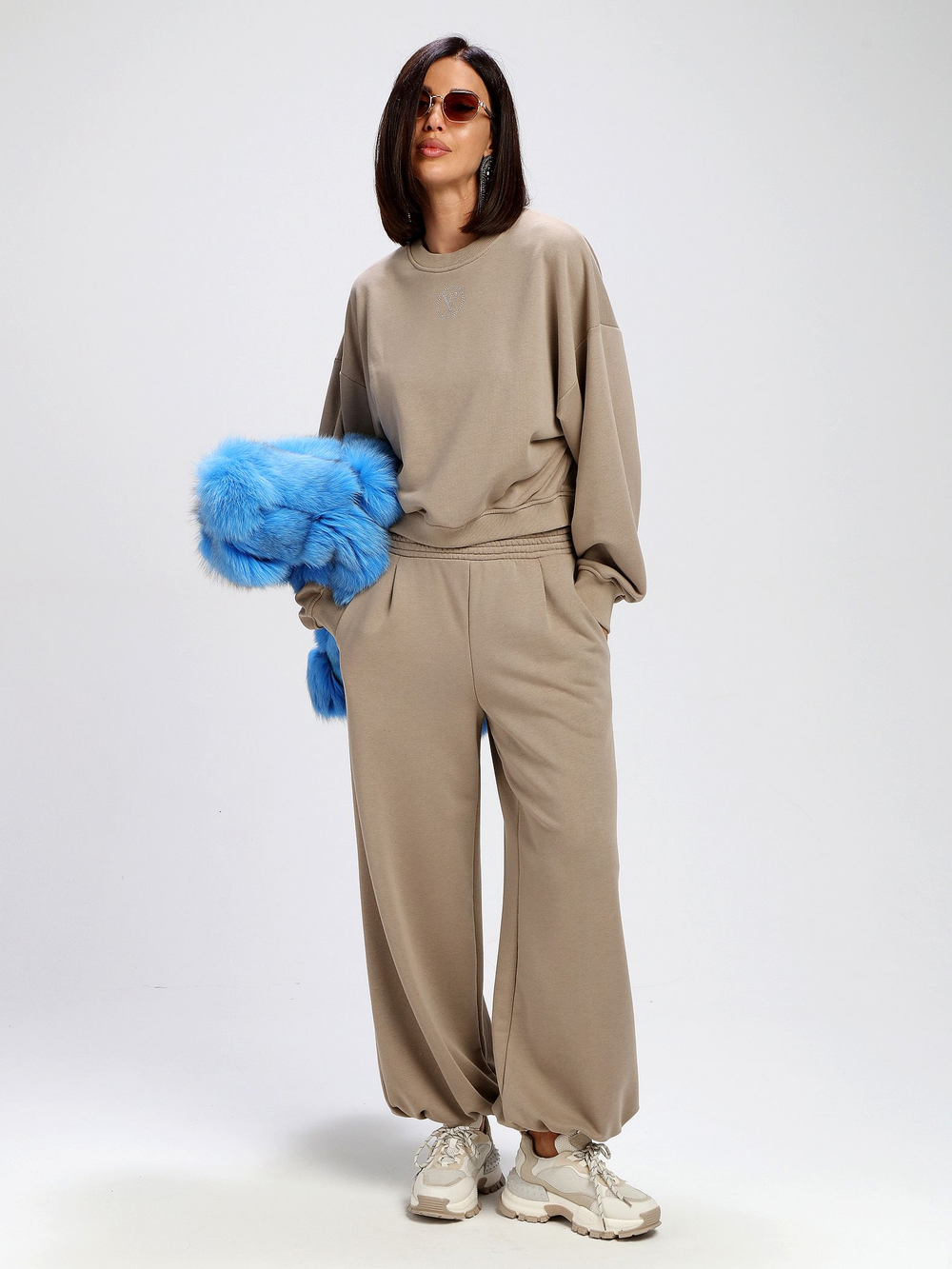 Костюм oversize в стиле спорт шик, 713.9065.91.02, цвет шалфей