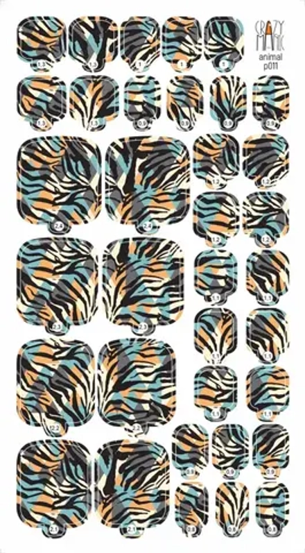 Пленка для педикюра Crazy Manic animal p011