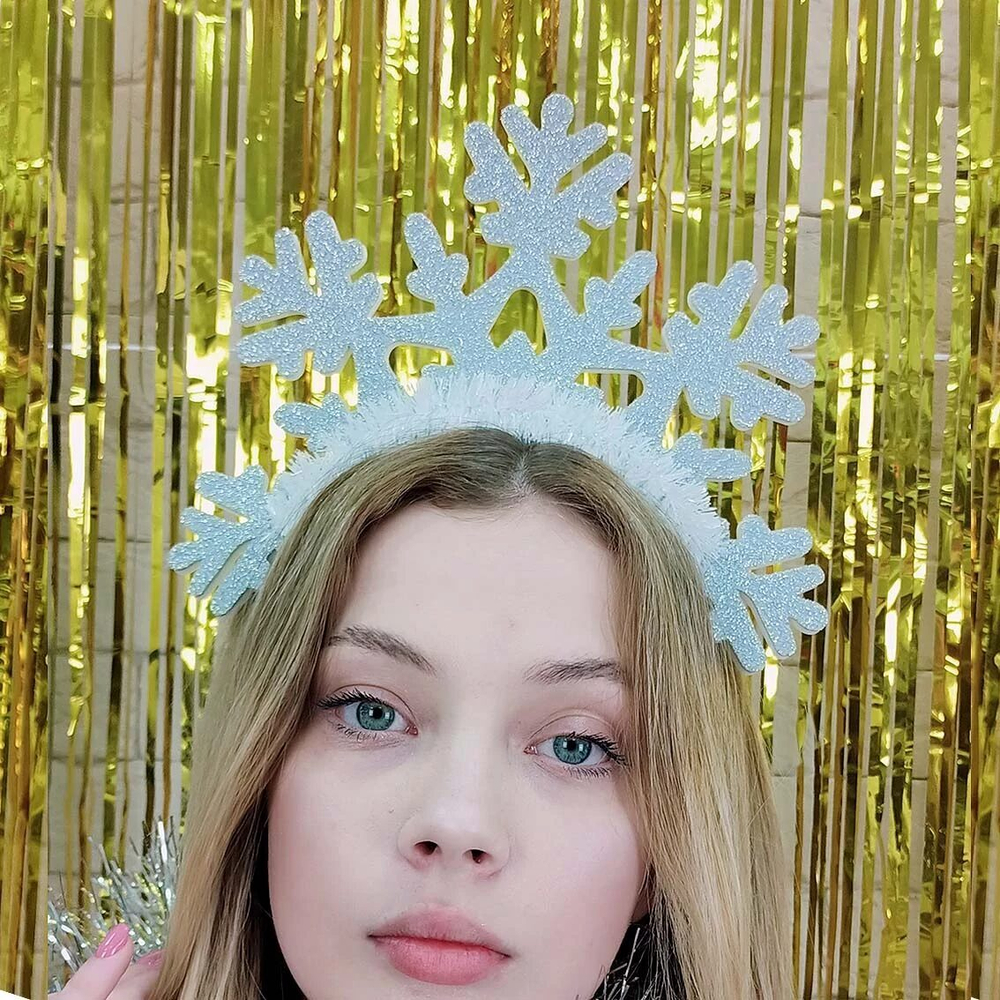Ободок Снежинка резная серебро блеск
