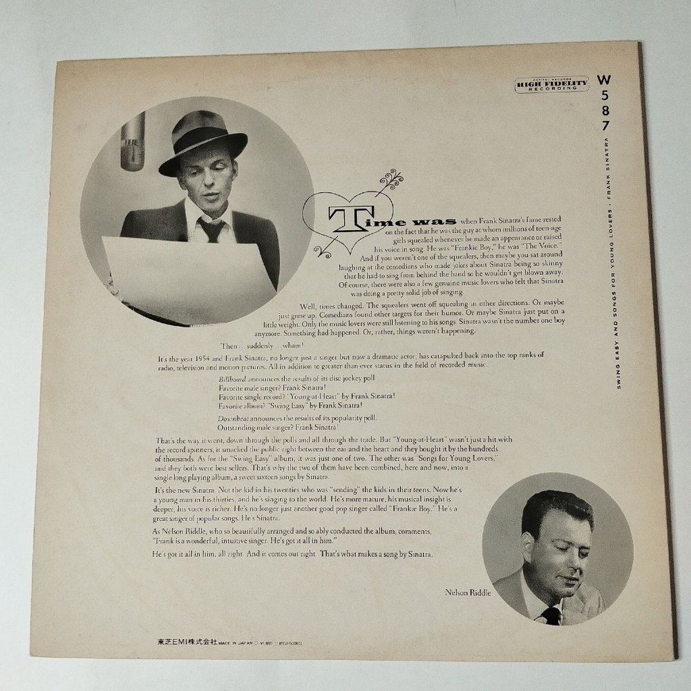 Винтажная виниловая пластинка LP Frank Sinatra Swing Easy And Songs For Young Lovers (Japan 1981) (No Obi) My Funny Valentine