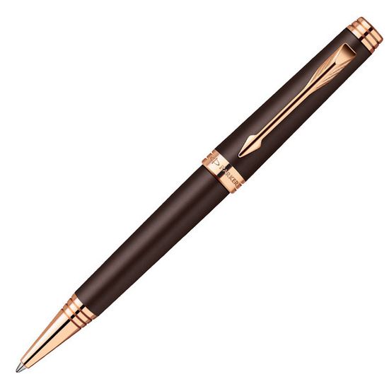 Шариковая ручка Parker Premier 2013, K560, цвет: коричневый и розовый золотистый (Soft Brown PGT) , стержень: чернила черного цвета (Black), 1876397