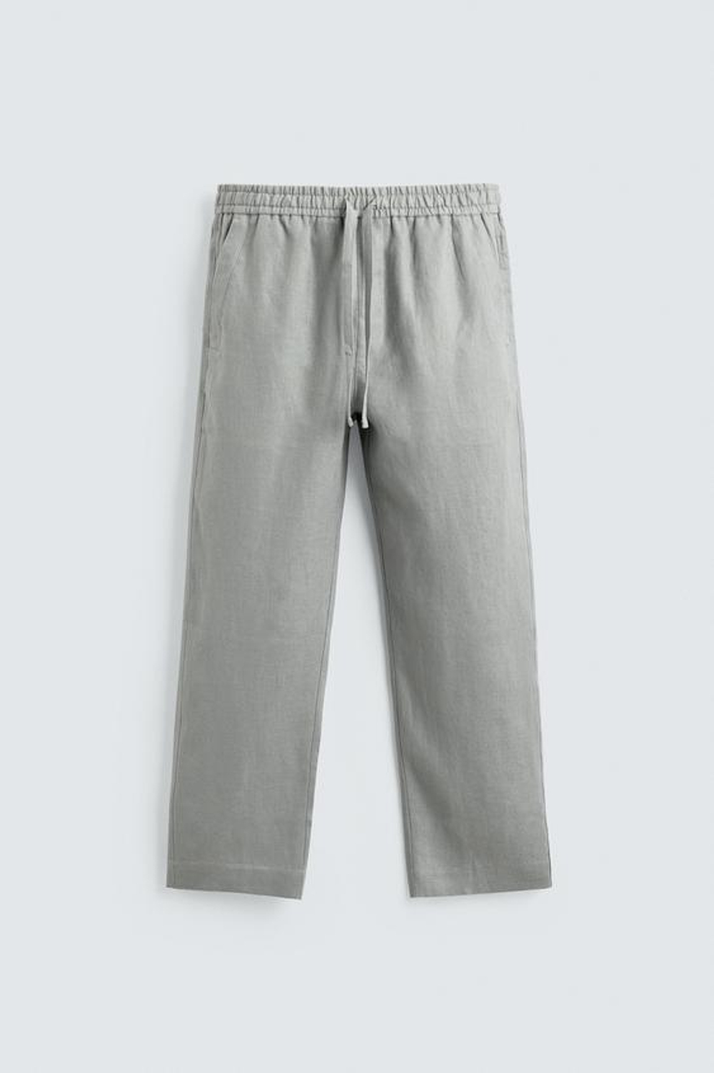 ZARA БРЮКИ RELAXED FIT ИЗ 100% ЛЬНА, СВЕТЛО-СЕРЫЙ