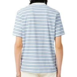 Мужская теннисная футболка Lacoste Thick Cotton Striped - blue/white