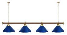 Лампа STARTBILLIARDS 4 пл. (плафоны антик медь,штанга голубая,фурнитура золото)