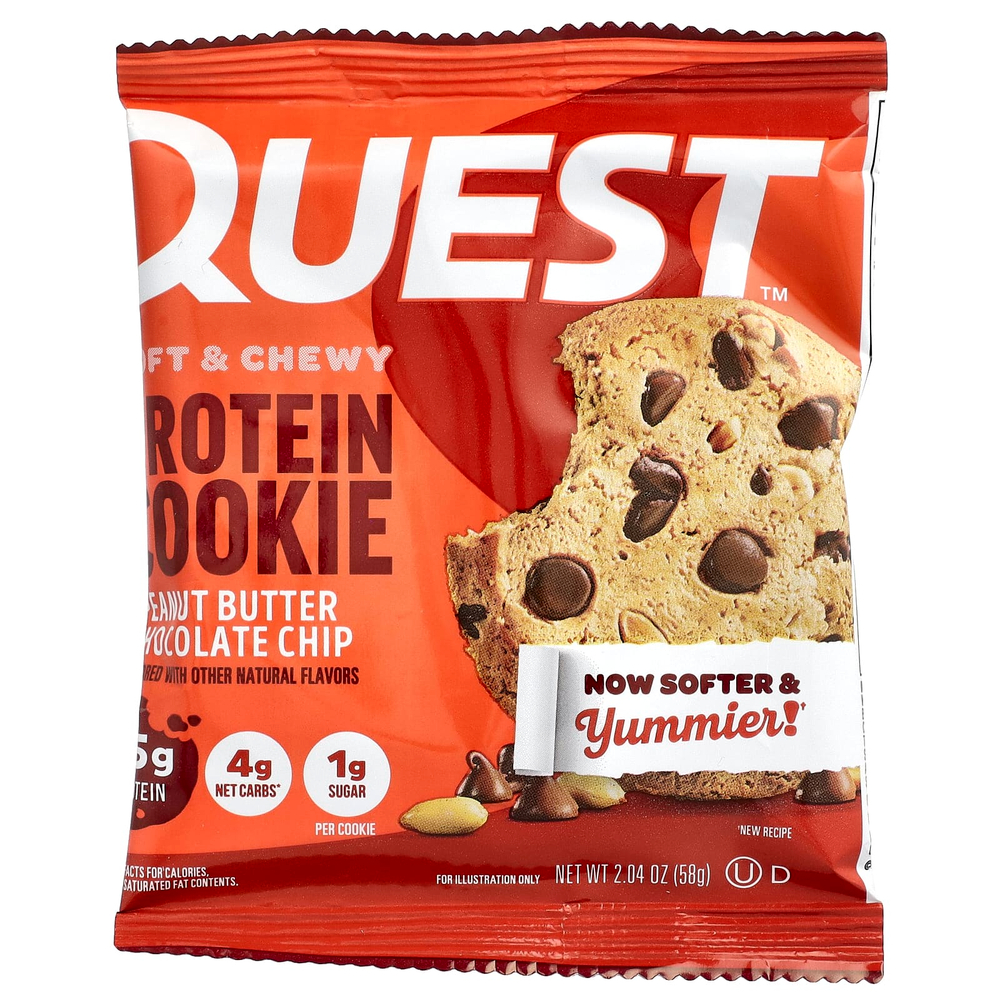 Quest Nutrition, Protein Cookie, арахисовая паста с шоколадной крошкой, 12 печений, 58 г (2,04 унции)