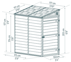 Сарай из поликарбоната Palram SkyLight Pent 4x6 grey