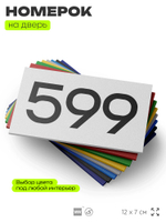 Номер на дверь 599, табличка на дверь для офиса, квартиры, кабинета, аудитории, склада, белая 120х70 мм, Айдентика Технолоджи