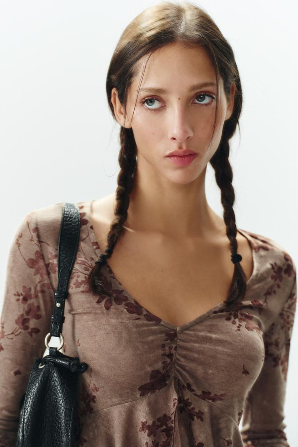ZARA ТОП С ПРИНТОМ, ОТТЕНКИ КОРИЧНЕВОГО