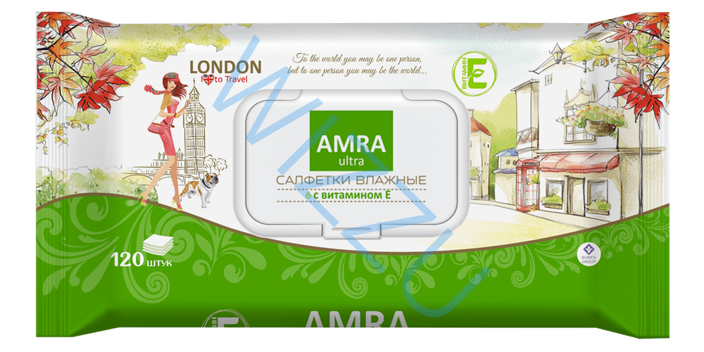 Салфетки влажные освежающие AMRA travel LONDON 120шт