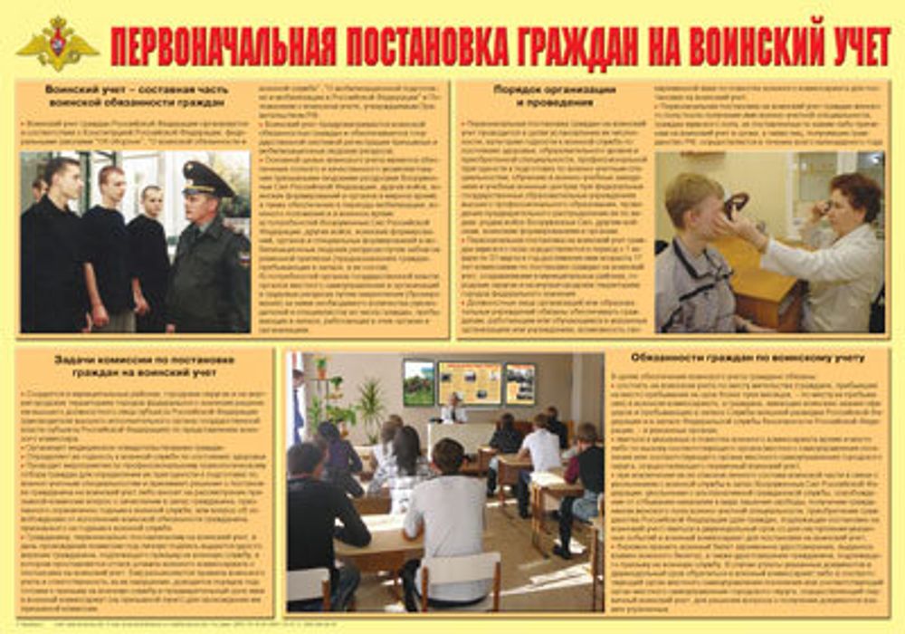 Плакат "Первоначальная постановка граждан на воинский учет" (формат А2)