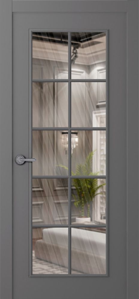 Дверь Ламира 1 / Цвет Эмаль графит / Прозрачное каленое / Двери Belwooddoors