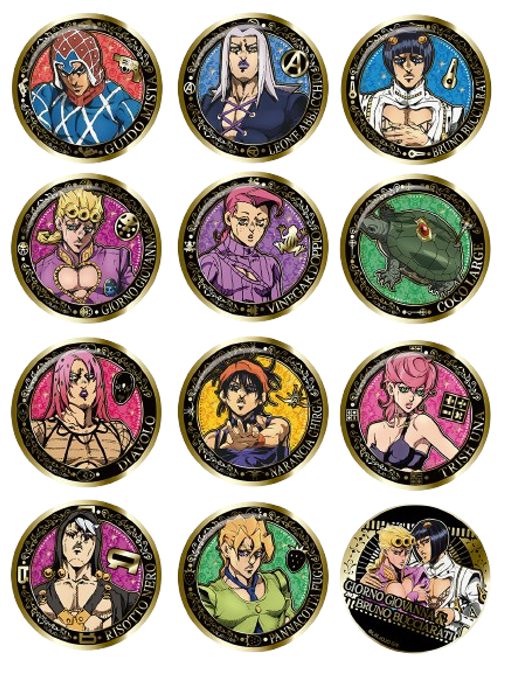 Рандомный значок JoJo`s Bizzare Adventure Golden Wind Gilded Metal Pins