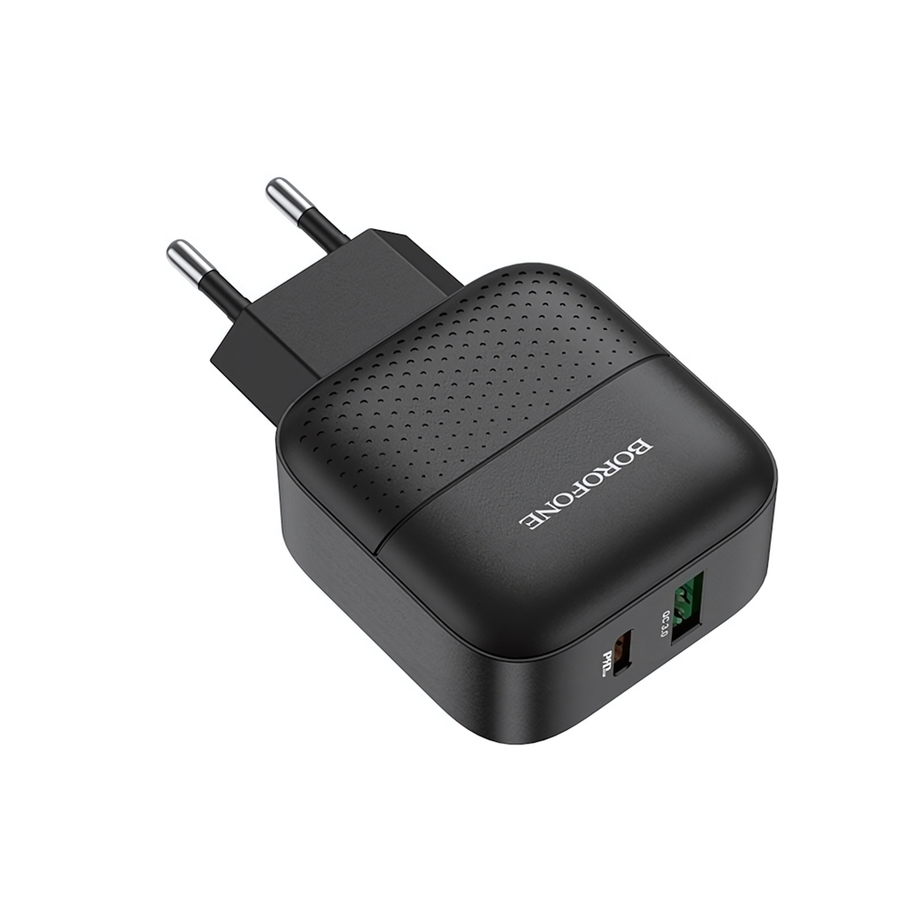 Зарядное устройство Borofone BA46A PD18W+QC3.0 3A Type-C+USB Black