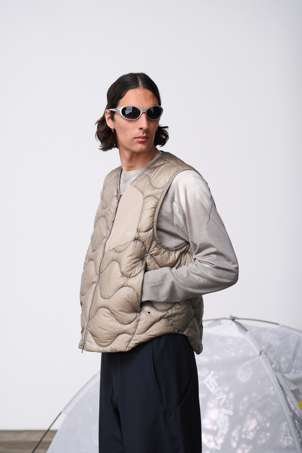 Жилет Blue Monte Gourd-Patterned Down Vest "Highland Barley Yellow"