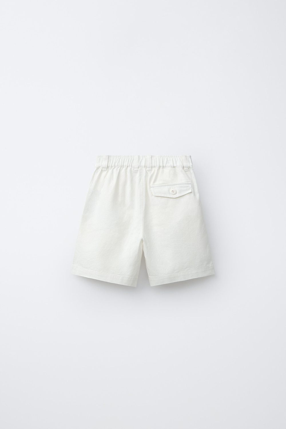 ZARA ШОРТЫ ИЗ СМЕСОВОГО ХЛОПКА И ЛЬНА, ЭКРЮ