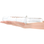 Стеклянный фаллоимитатор с рукоятью 11’’ Girthy Cock Double Ended With Handle - 28 см. (Цвет: синий)