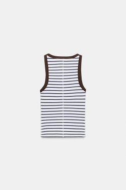 ZARA ТОП В РУБЧИК БЕЗ РУКАВОВ, ПОЛОСКИ