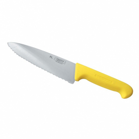 Нож PRO-Line поварской, желтая пластиковая ручка, волнистое лезвие, 25 см, P.L. Proff Cuisine