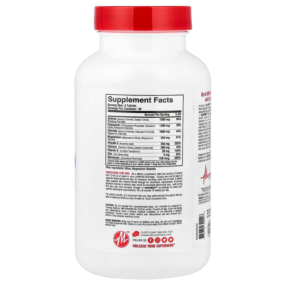 Metabolic Nutrition, HydraMAX ™, максимальная эффективность, 90 таблеток