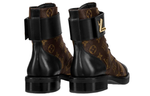 LOUIS VUITTON Lv Wonderland Monogram Canvas Combat Boots Brown Women"s