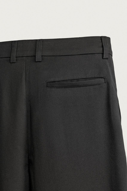 ZARA БРЮКИ RELAXED FIT СО СКЛАДКАМИ, ЧЕРНЫЙ