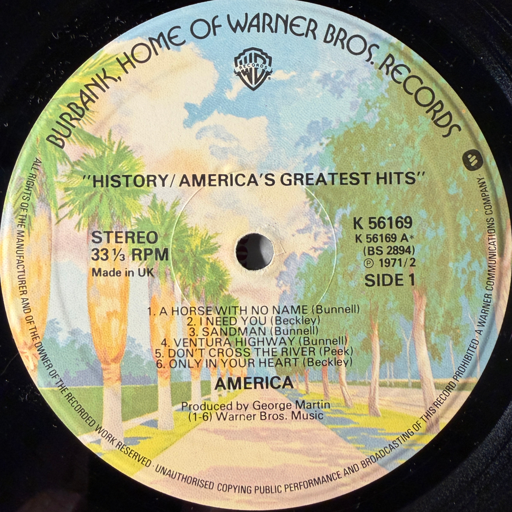 America ‎– History · America's Greatest Hits (Англия 1975г.)