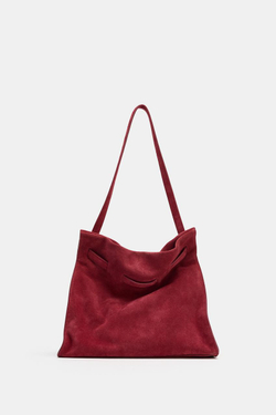 ZARA СРЕДНЯЯ ЗАМШЕВАЯ СУМКА, ЧЕРЕПИЧНО-КОРИЧНЕВЫЙ