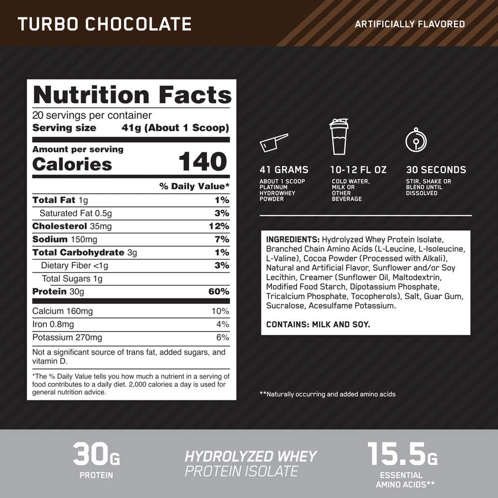 Optimum Nutrition, Platinum Hydro Whey®, шоколад, 820 г (1,8 фунта)