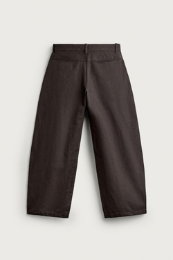 ZARA БРЮКИ БРЮКИ BARREL FIT, ШОКОЛАДНО-КОРИЧНЕВЫЙ