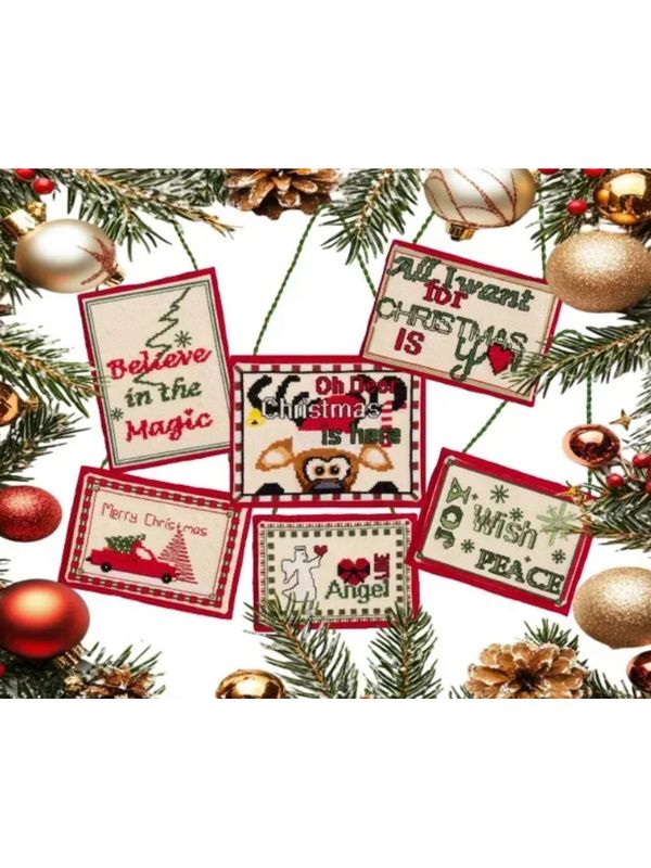 Набор для вышивания нитками Thea Gouverneur Christmas Ornaments Set of 6 materials incl., канва Aida 16 ct