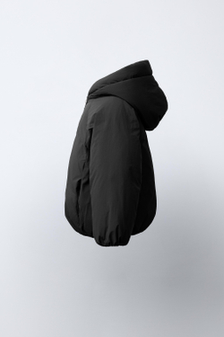 ZARA ПУХОВИК С НАПОЛНИТЕЛЕМ ИЗ ПЕРА И ПУХА WATER REPELLENT, ЧЕРНЫЙ