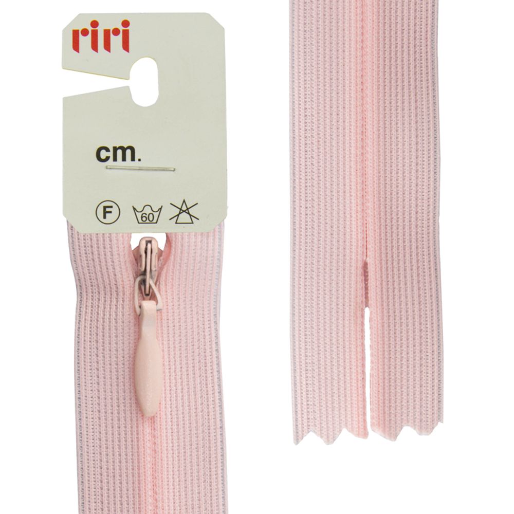Молния потайная (скрытая) RIRI Т3 (3 мм) 1 зам., н/раз., 22 см, цв.2417, розовый св., 10 шт Молния потайная (скрытая) RIRI Т3 (3 мм) 1 зам., н/раз., 22 см, цв.2417, розовый св., 10 шт