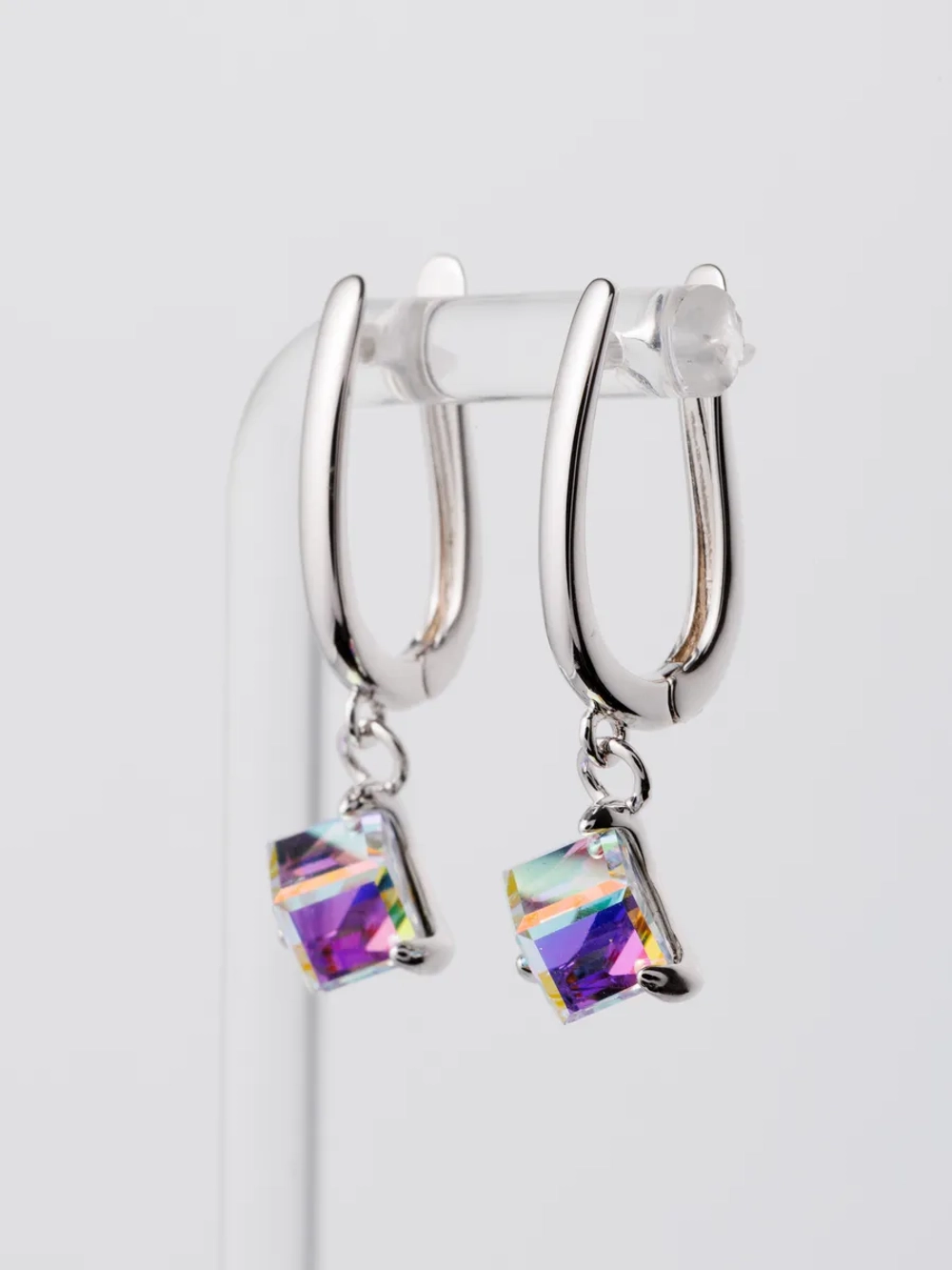 Серьги-подвески Миражи с кристаллом-хамелеоном Swarovski