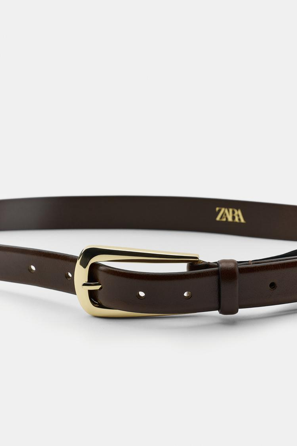 ZARA РЕМЕНЬ ИЗ 100% КОЖИ С ПРЯЖКОЙ, КОРИЧНЕВЫЙ