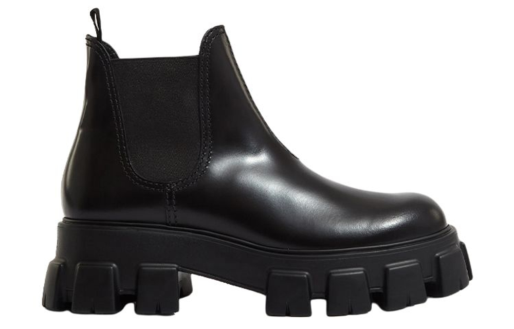 PRADA Moonlith Brushed Leather Chelsea Boots