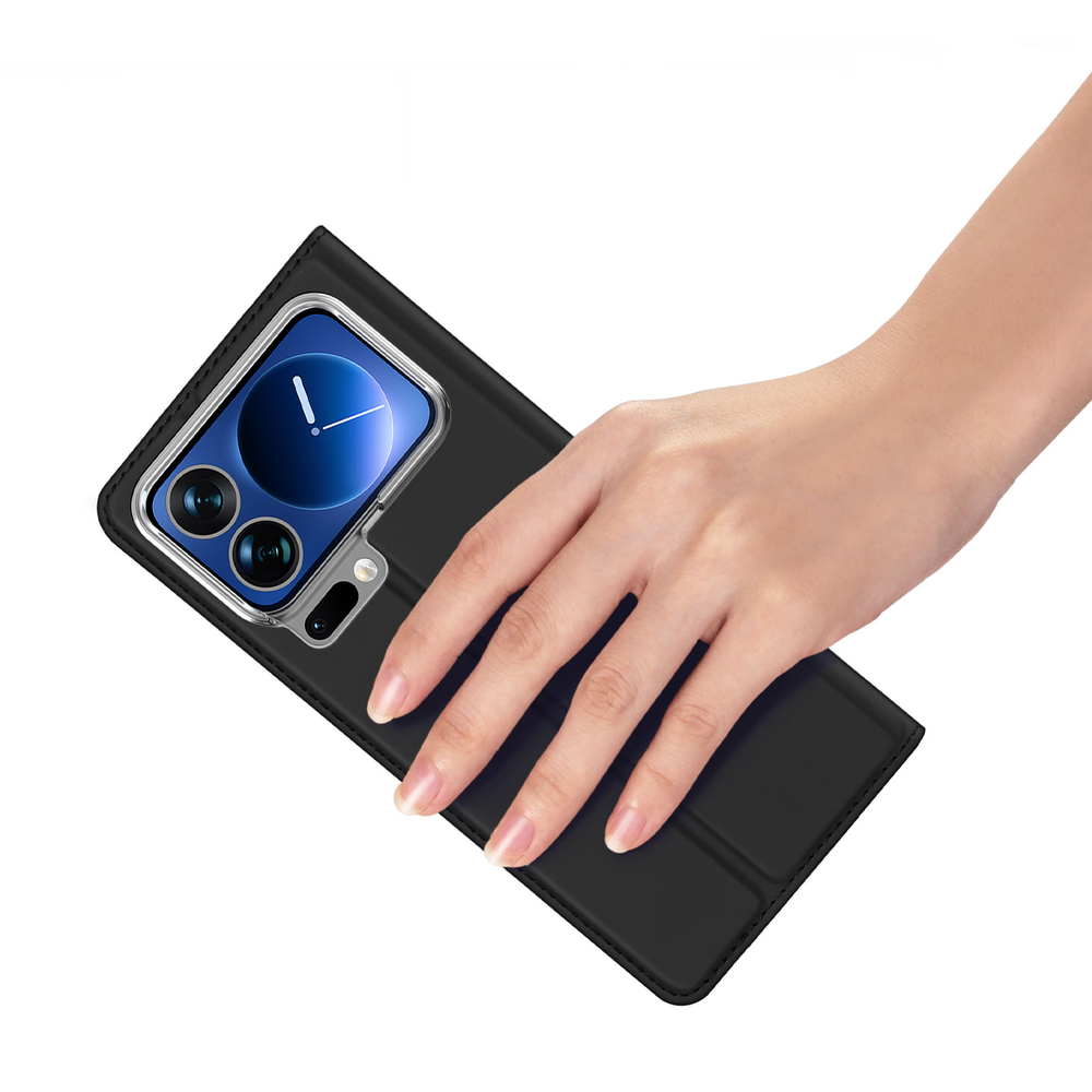 Чехол книжка из PU кожи черного цвета от Dux Ducis для Xiaomi 17 Pro, серия Skin Pro Series Case