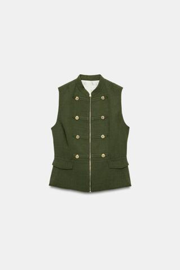 ZARA ЖИЛЕТ НА МОЛНИИ, ТЕМНЫЙ ХАКИ