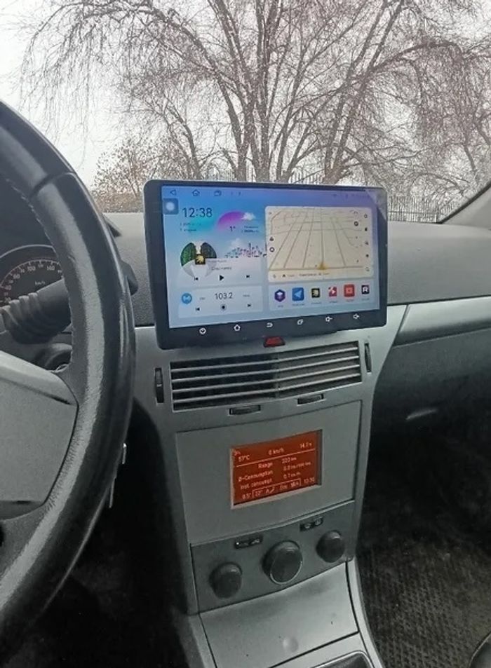 Магнитола для Opel Astra H (перенос БК вниз, серая) - FarCar BM9-2K-7382S монитор 9.5" 2K QLED на Android 14, Быстрая, CarPlay, 4G SIM-слот