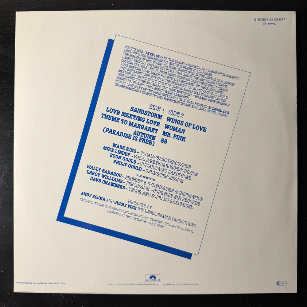 Level 42 ‎– The Early Tapes · July/Aug 1980 (Германия 1982г.)