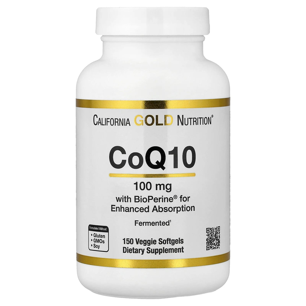 California Gold Nutrition, коэнзим Q10 с экстрактом чёрного перца Bioperine®, 150 вегетарианских капсул
