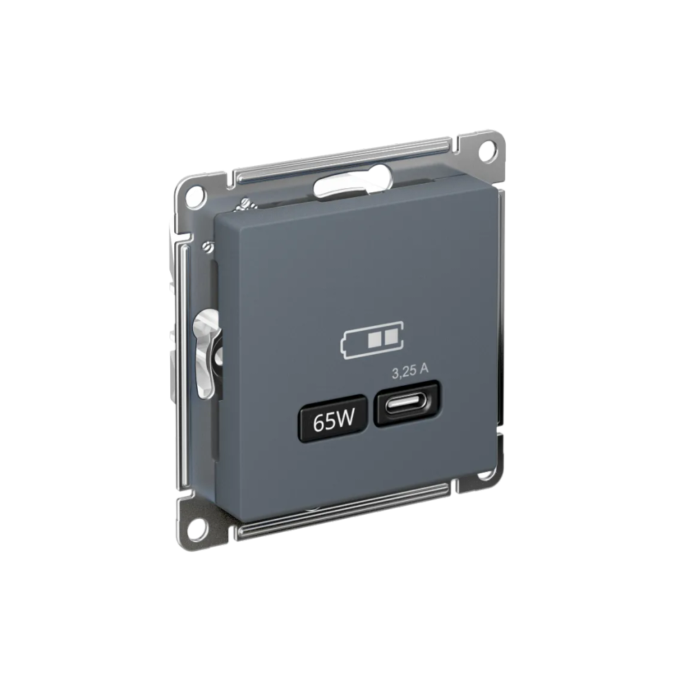 ATLASDESIGN USB РОЗЕТКА тип-С 65Вт высокоскор.заряд. QC, PD, механизм, ГРИФЕЛЬ