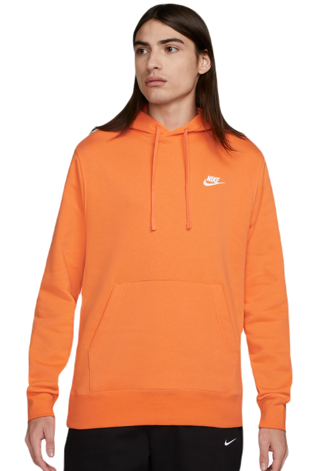 Мужская теннисная кофта Nike Sportswear Club Fleece Pullover Hoodie - bright mandarin/bright mandarin/white