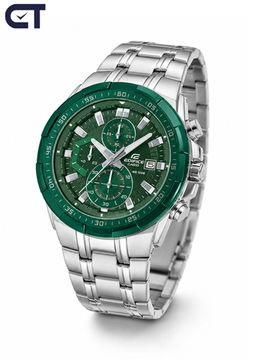 CASIO EFR-539DE-3AVUDF EDIFICE мужские наручные часы — крупный хронограф с зелёным циферблатом и зелёным IP-безелем