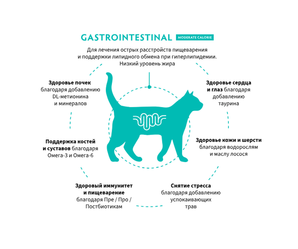 GRANDORF RF GASTROINTESTINAL MODERATE CALORIE сухой корм для кошек / при гиперлипидемии и острых расстройствах пищеварения (400 гр)