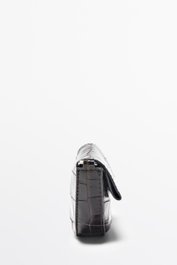 Massimo Dutti Мини-сумка из кожи с эффектом под крокодила, коричневый