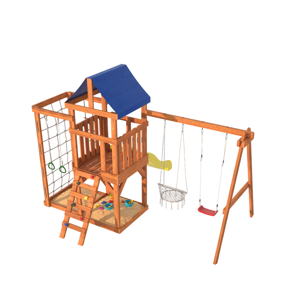 Детская площадка Fun Land с сеткой стенкой и плетенным креслом