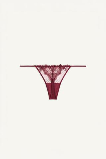 ZARA КРУЖЕВНЫЕ СТРИНГИ - LIMITED EDITION , БУРГУНДИ