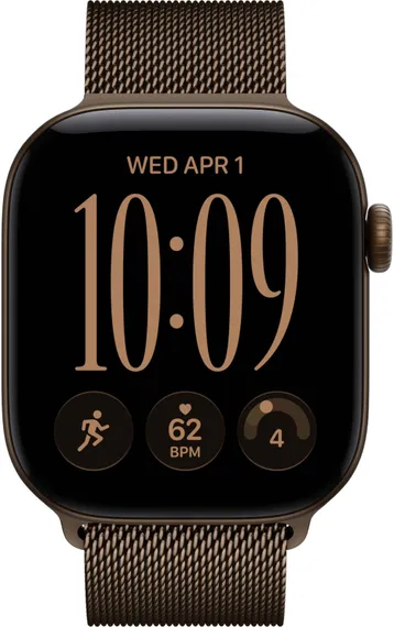 Часы Apple Watch Series 12, 42 мм, алюминий тёмно-бронзового цвета, миланский сетчатый браслет цвета «тёмная бронза»