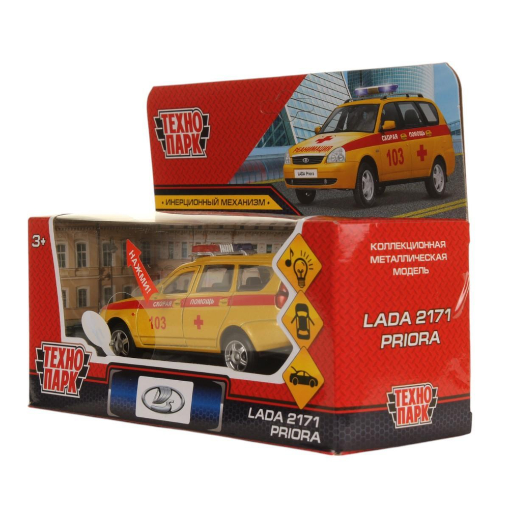 Модель ин. мет. "Lada 2171 Priora. Реанимация" 12см.свет-звук, двери, багаж, в коробка PRIORAWAG-12SLAM