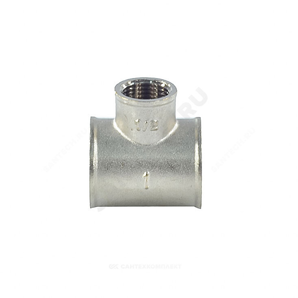 Тройник латунь никель переходной Ду 20х15х20 (3/4"х1/2"х3/4") ВР/ВР SantechSystems